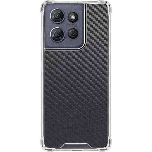 Black Carbon Fiber Specialty Texture Material Moto G Play 5G (2025) Clear Case